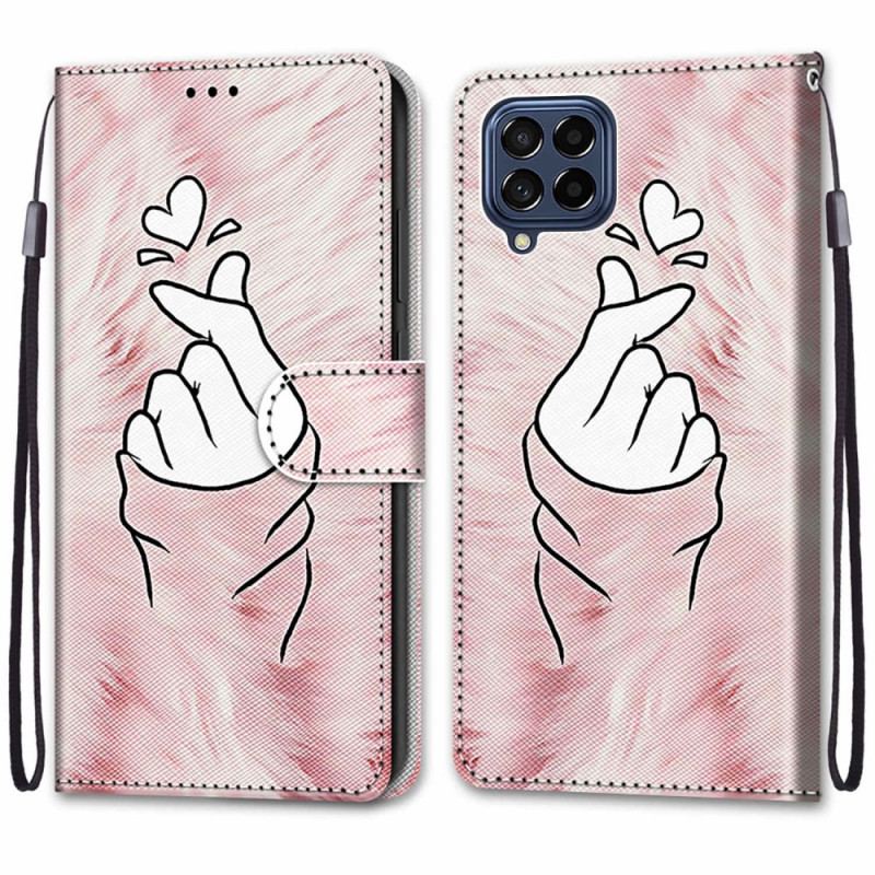 Capa De Couro Para Samsung Galaxy M53 5G Dedo Coração