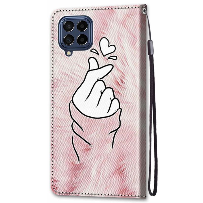 Capa De Couro Para Samsung Galaxy M53 5G Dedo Coração