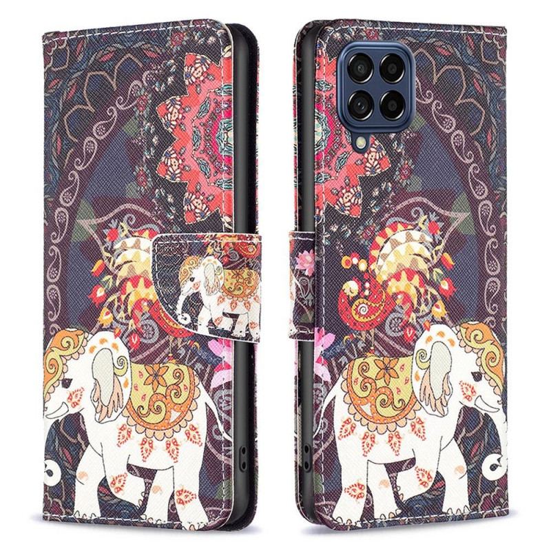 Capa De Couro Para Samsung Galaxy M53 5G Elefante Indiano