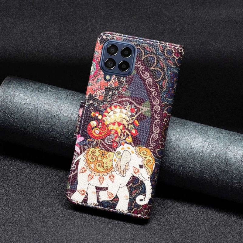 Capa De Couro Para Samsung Galaxy M53 5G Elefante Indiano