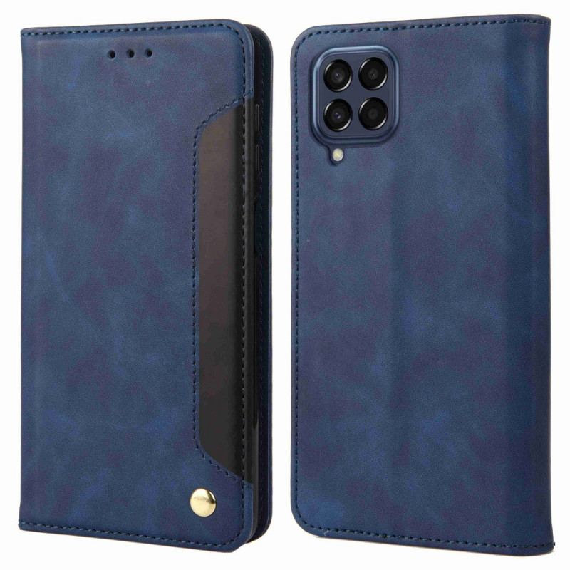 Capa De Couro Para Samsung Galaxy M53 5G Elegância Em Dois Tons