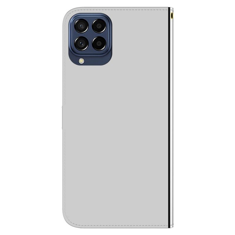 Capa De Couro Para Samsung Galaxy M53 5G Espelho E Cordão