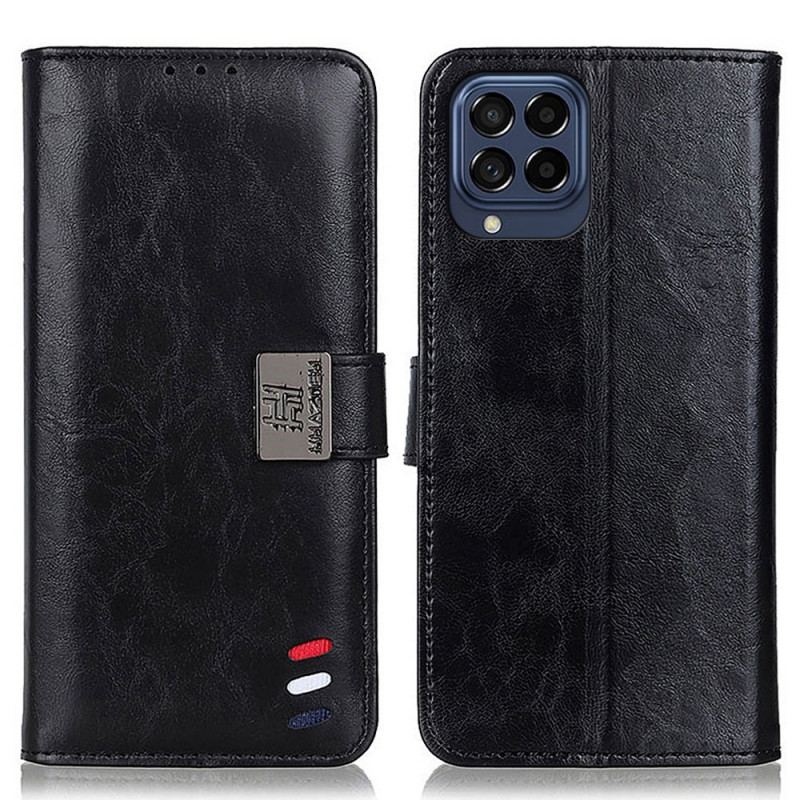 Capa De Couro Para Samsung Galaxy M53 5G Fecho Prata Tricolor