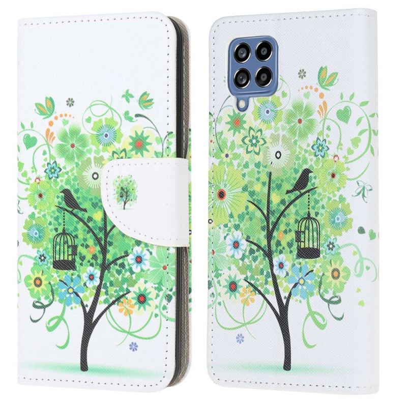 Capa De Couro Para Samsung Galaxy M53 5G Folhagem Verde