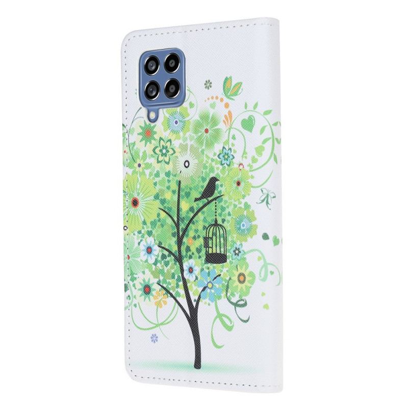 Capa De Couro Para Samsung Galaxy M53 5G Folhagem Verde