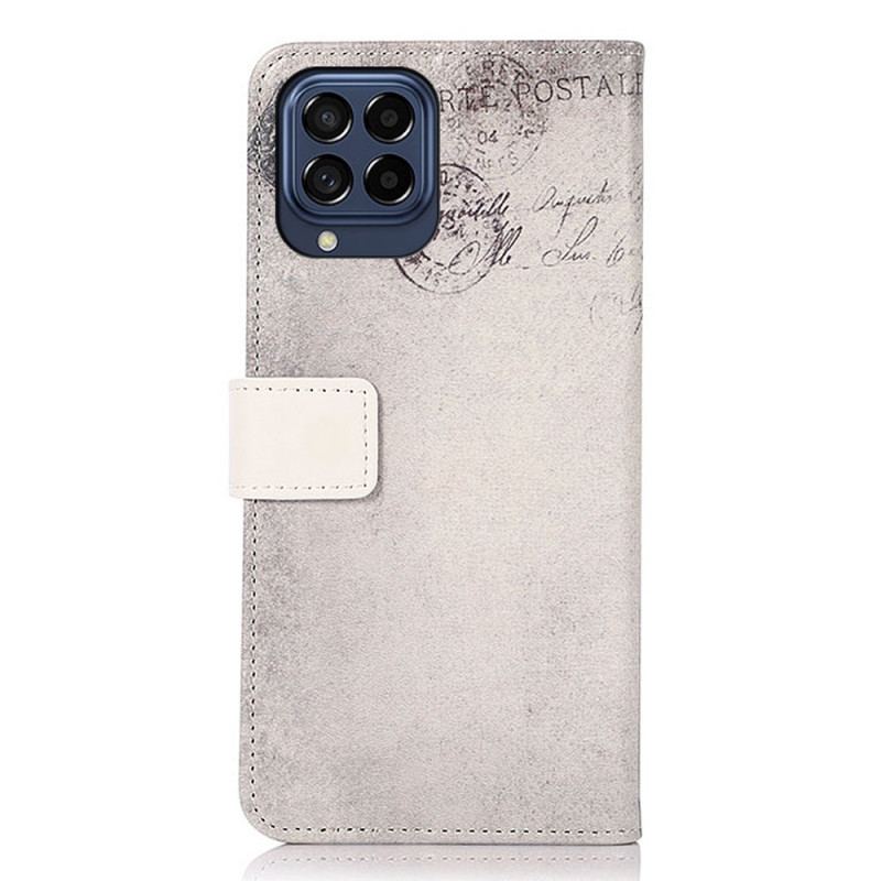 Capa De Couro Para Samsung Galaxy M53 5G Gato Viajante