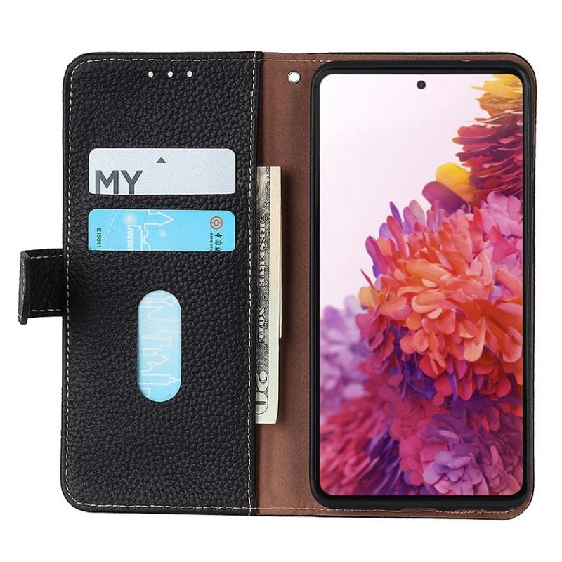 Capa De Couro Para Samsung Galaxy M53 5G Khazneh Lichia Couro