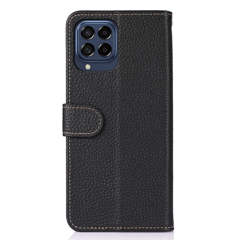 Capa De Couro Para Samsung Galaxy M53 5G Khazneh Lichia Couro