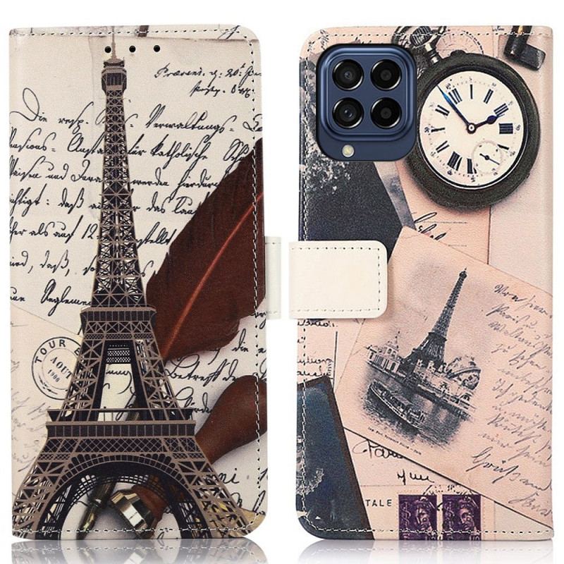 Capa De Couro Para Samsung Galaxy M53 5G Poética Torre Eiffel