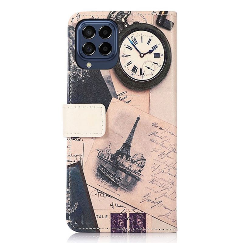 Capa De Couro Para Samsung Galaxy M53 5G Poética Torre Eiffel