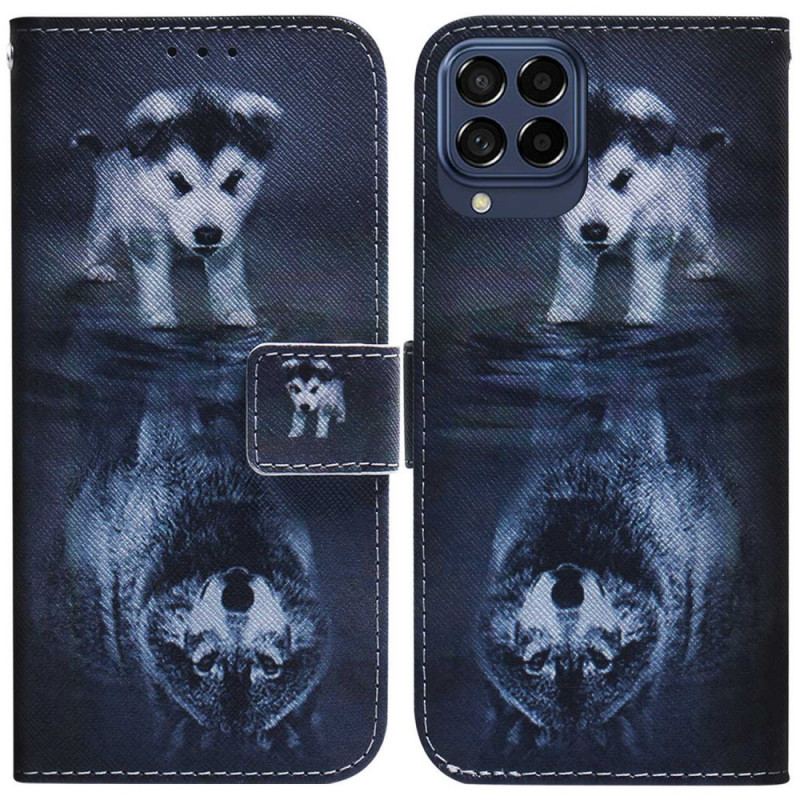 Capa De Couro Para Samsung Galaxy M53 5G Sonho De Cachorrinho