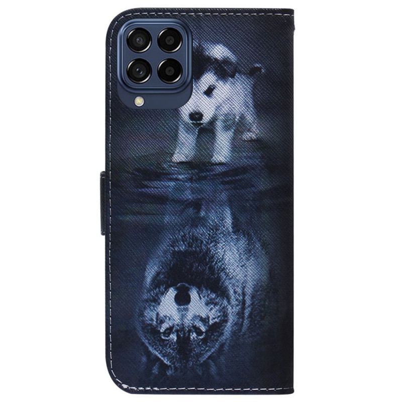 Capa De Couro Para Samsung Galaxy M53 5G Sonho De Cachorrinho