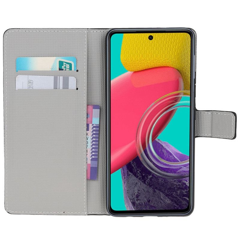 Capa Em Pele Para Samsung Galaxy M53 5G Coruja Adormecida