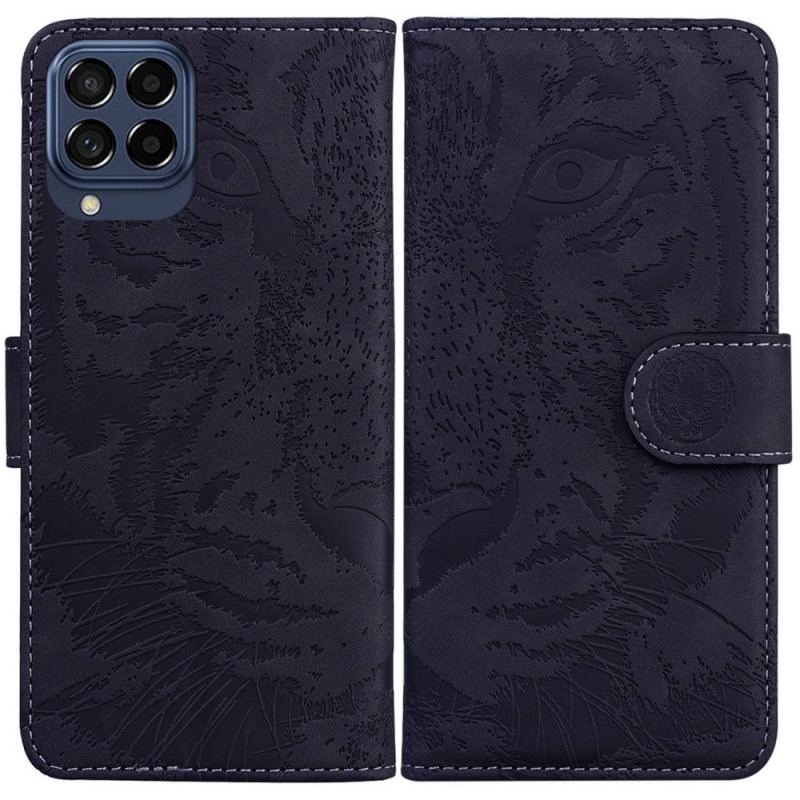 Capa Em Pele Para Samsung Galaxy M53 5G Estampa De Tigre