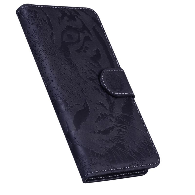 Capa Em Pele Para Samsung Galaxy M53 5G Estampa De Tigre