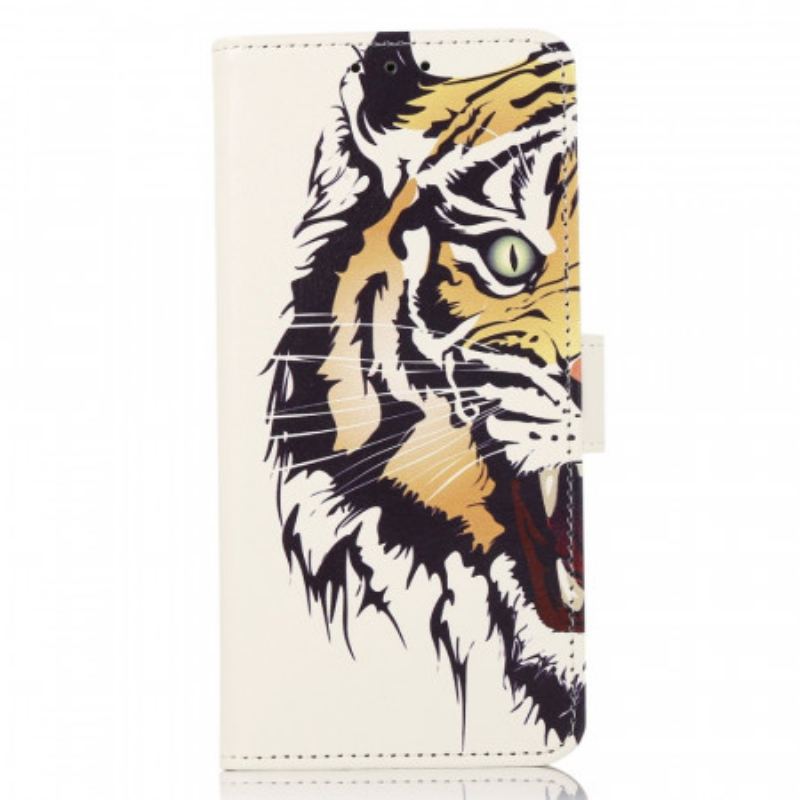 Capa Em Pele Para Samsung Galaxy M53 5G Tigre Feroz