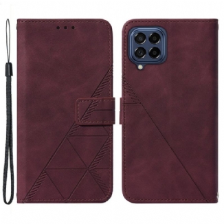 Capa Flip Para Samsung Galaxy M53 5G De Cordão Cintas Triângulos