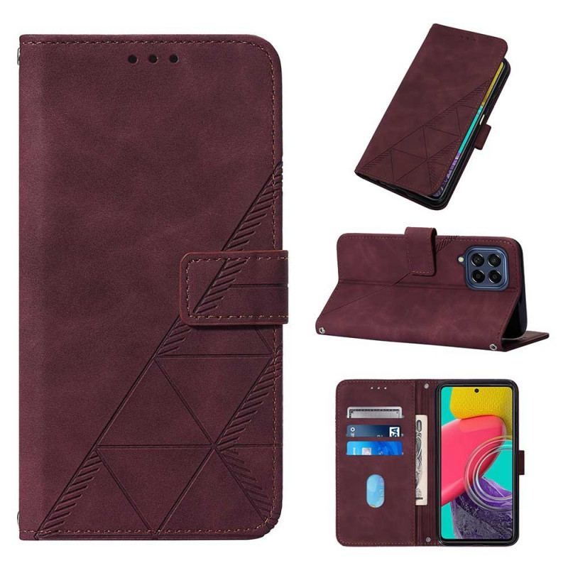 Capa Flip Para Samsung Galaxy M53 5G De Cordão Cintas Triângulos