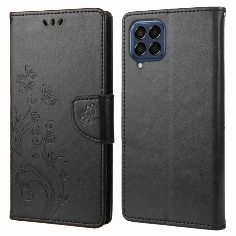 Capa Flip Para Samsung Galaxy M53 5G De Cordão Flores De Alça