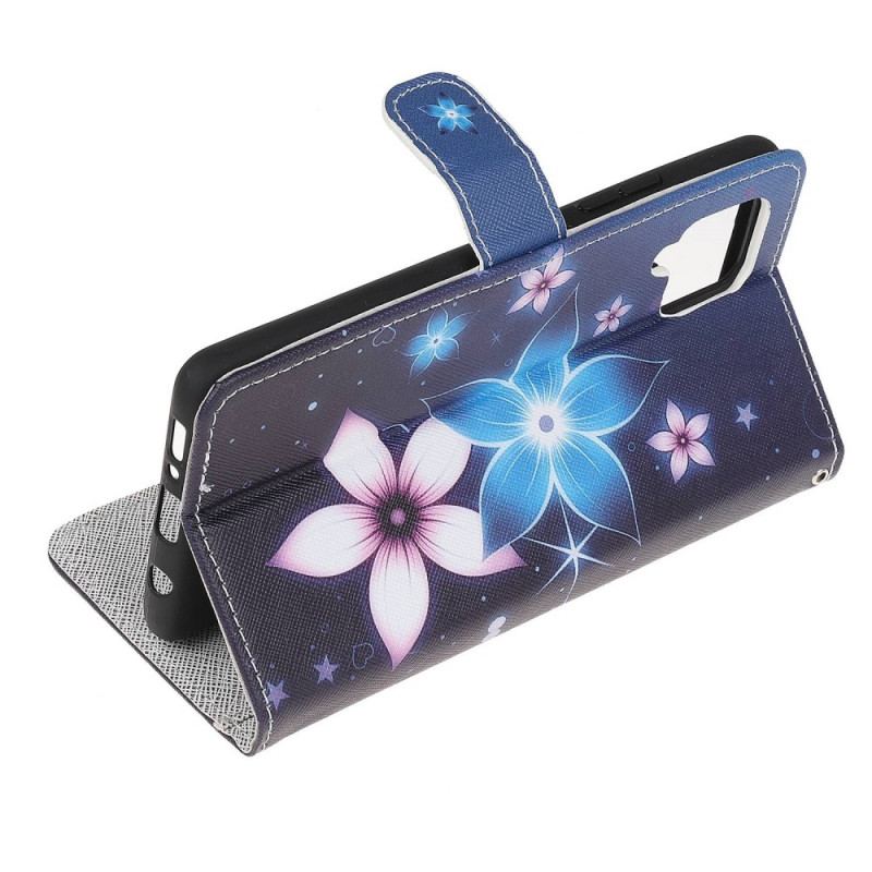 Capa Flip Para Samsung Galaxy M53 5G De Cordão Flores De Cinta Lunar