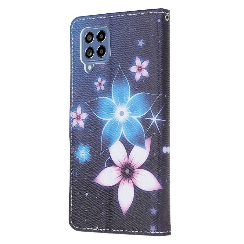 Capa Flip Para Samsung Galaxy M53 5G De Cordão Flores De Cinta Lunar