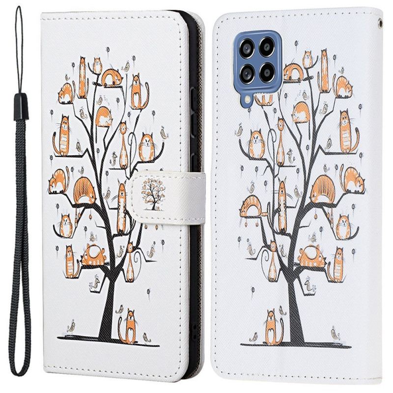 Capa Flip Para Samsung Galaxy M53 5G De Cordão Gatos Tangas