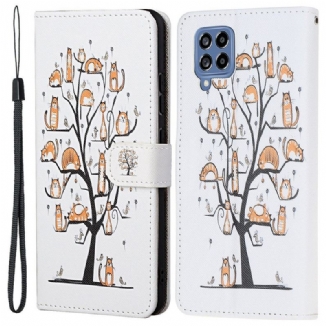 Capa Flip Para Samsung Galaxy M53 5G De Cordão Gatos Tangas