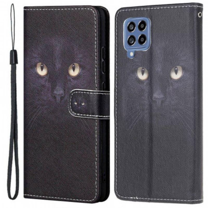 Capa Flip Para Samsung Galaxy M53 5G De Cordão Olhos De Gato Com Tiras