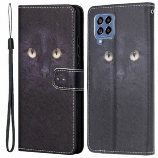 Capa Flip Para Samsung Galaxy M53 5G De Cordão Olhos De Gato Com Tiras