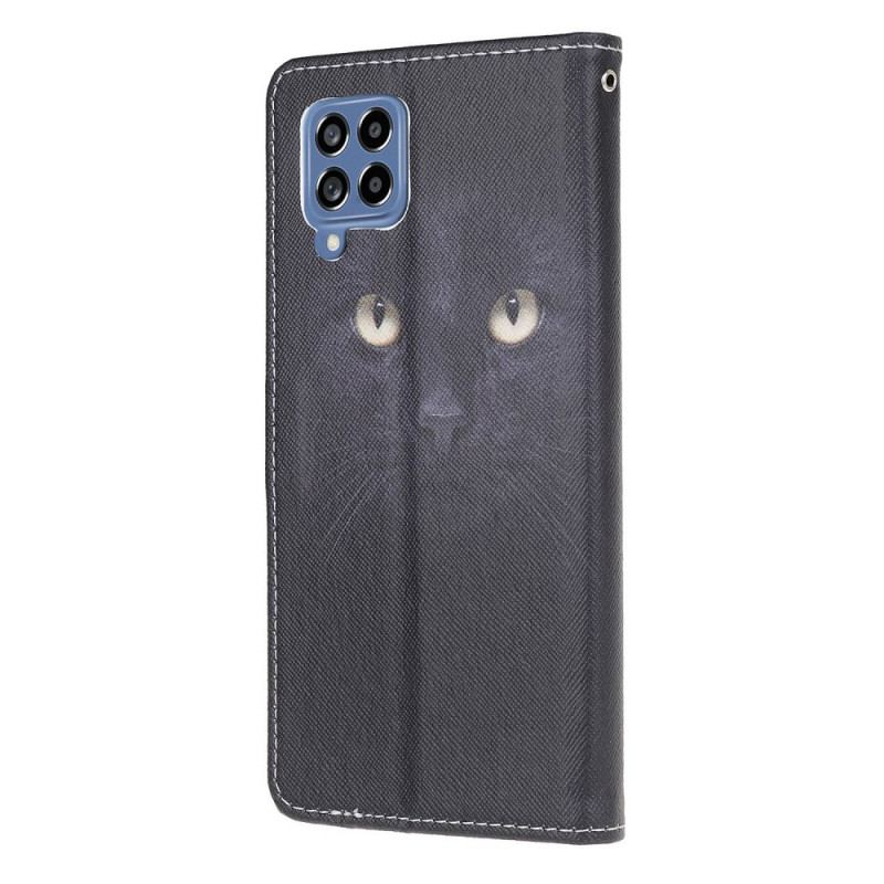 Capa Flip Para Samsung Galaxy M53 5G De Cordão Olhos De Gato Com Tiras