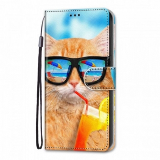 Capa Flip Para Samsung Galaxy M53 5G De Cordão Strappy Star Cat