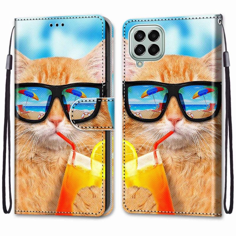 Capa Flip Para Samsung Galaxy M53 5G De Cordão Strappy Star Cat