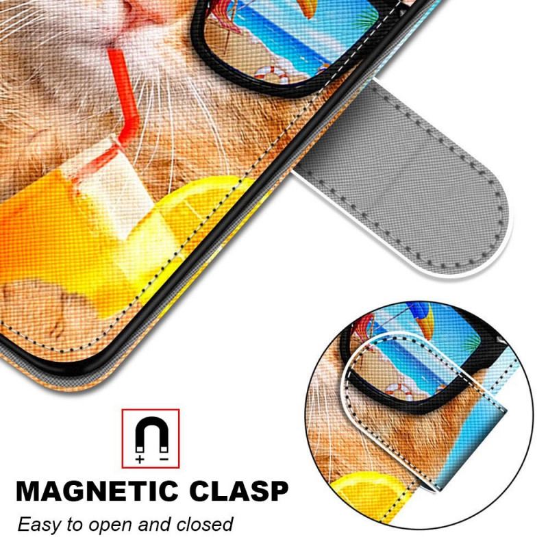 Capa Flip Para Samsung Galaxy M53 5G De Cordão Strappy Star Cat