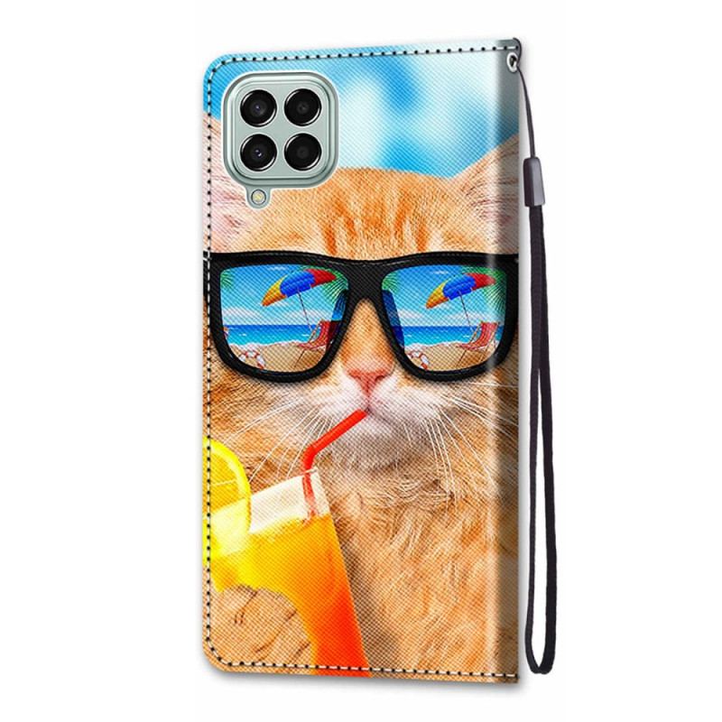 Capa Flip Para Samsung Galaxy M53 5G De Cordão Strappy Star Cat