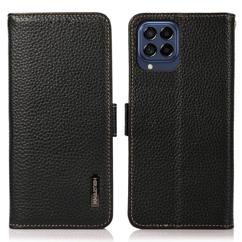 Capa Flip Para Samsung Galaxy M53 5G Couro De Lichia Khazneh Rfid