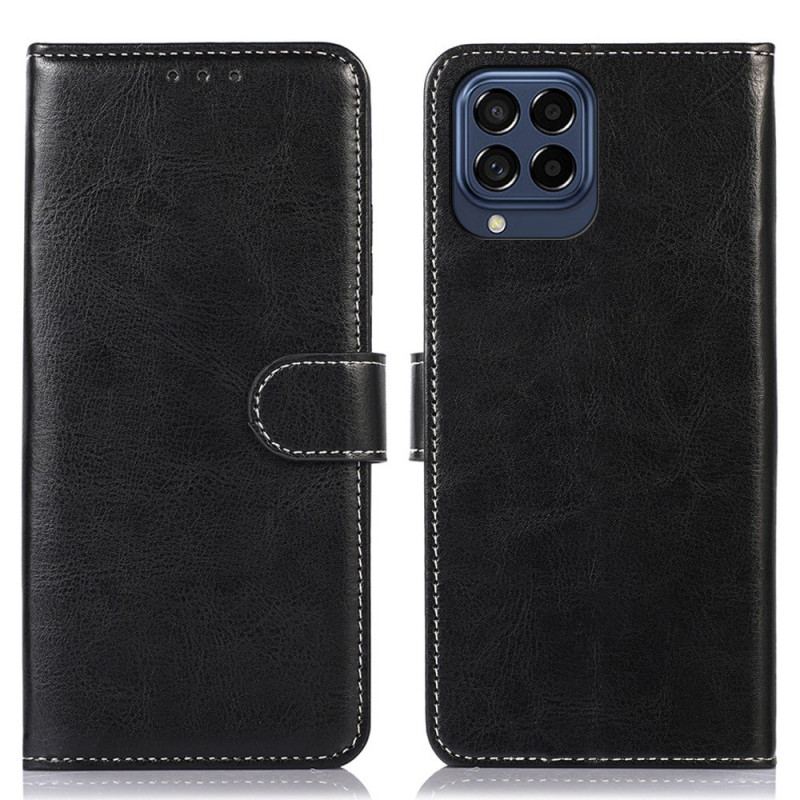 Capa Flip Para Samsung Galaxy M53 5G Estilo De Couro E Costuras