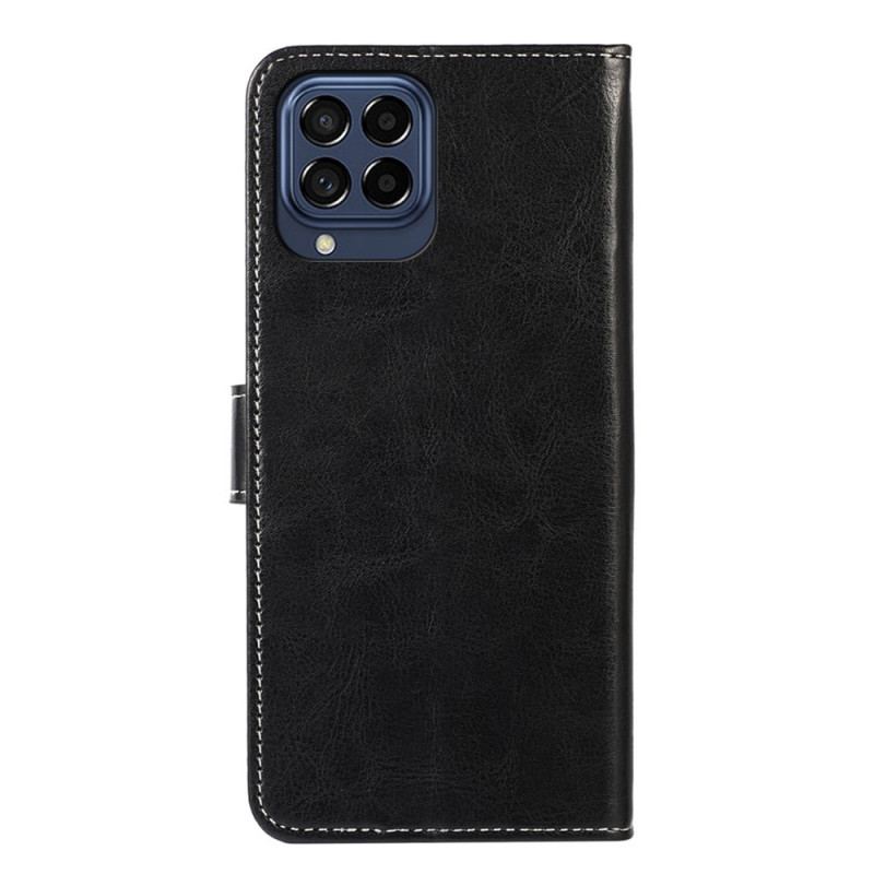 Capa Flip Para Samsung Galaxy M53 5G Estilo De Couro E Costuras