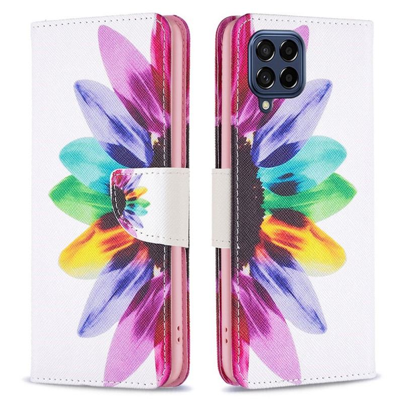 Capa Flip Para Samsung Galaxy M53 5G Flor Aquarela