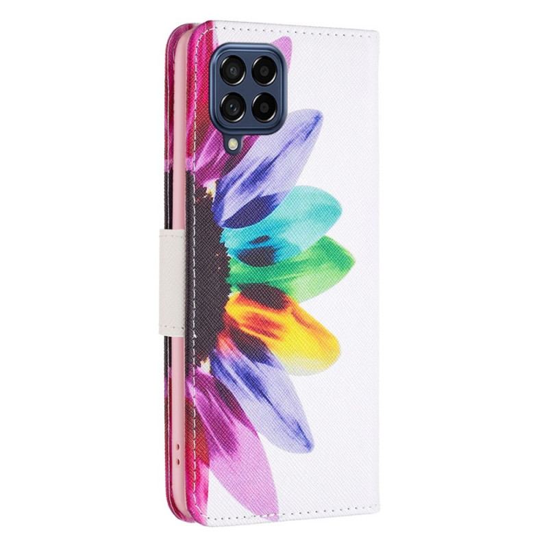 Capa Flip Para Samsung Galaxy M53 5G Flor Aquarela