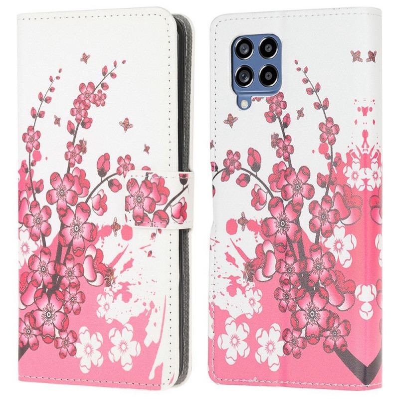 Capa Flip Para Samsung Galaxy M53 5G Flores Tropicais