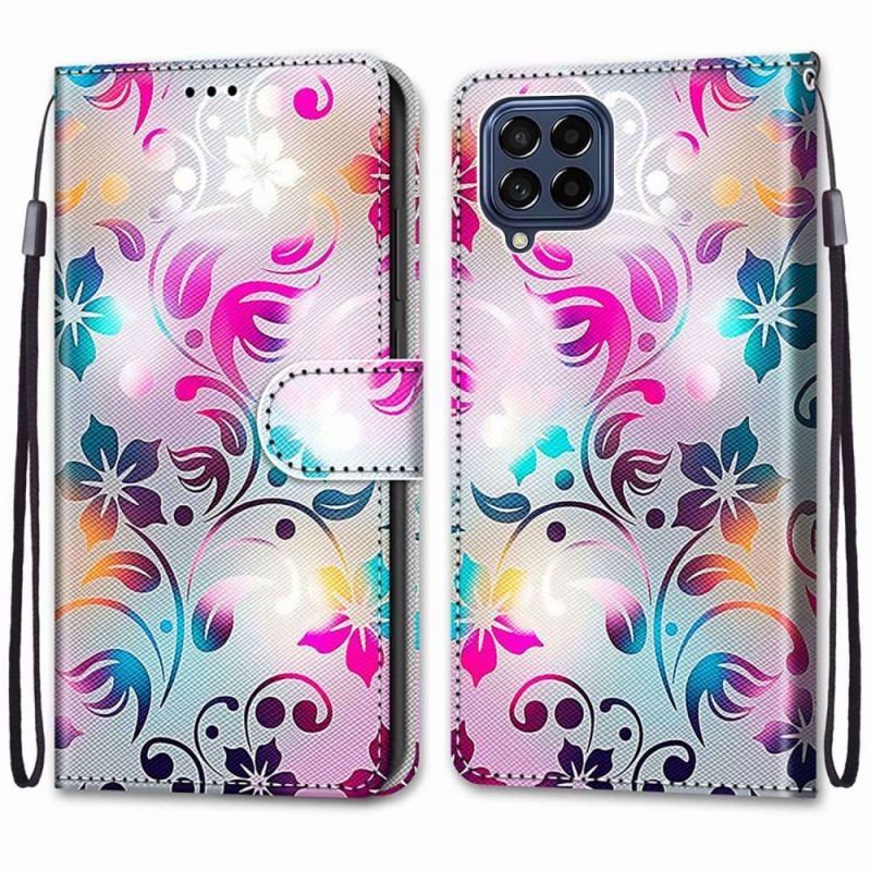 Capa Flip Para Samsung Galaxy M53 5G Gráfico Com Cordão