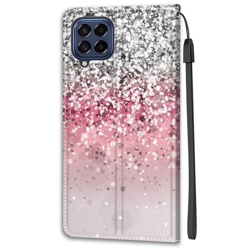 Capa Flip Para Samsung Galaxy M53 5G Lantejoulas Com Alça