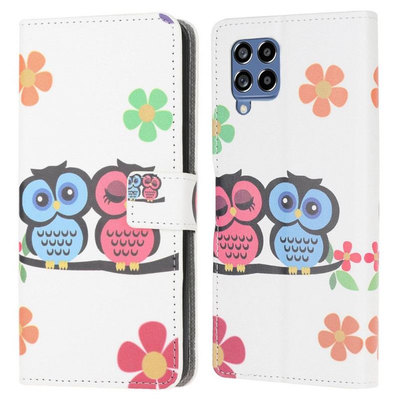 Capa Flip Para Samsung Galaxy M53 5G Par De Corujas