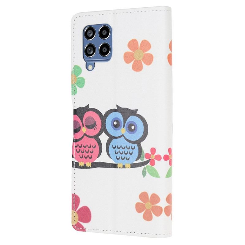 Capa Flip Para Samsung Galaxy M53 5G Par De Corujas