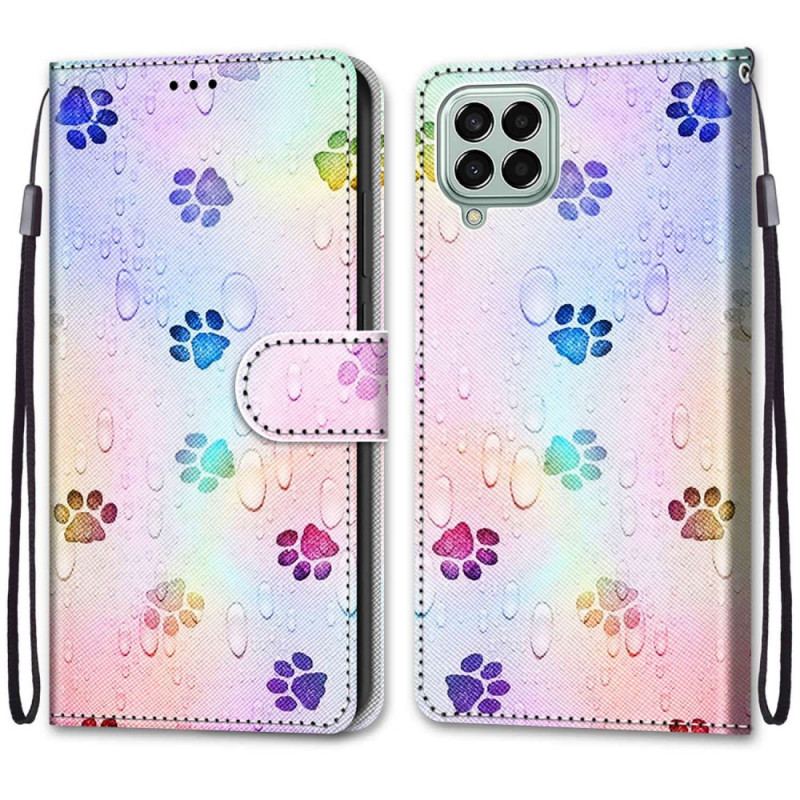 Capa Flip Para Samsung Galaxy M53 5G Pegadas De Gato