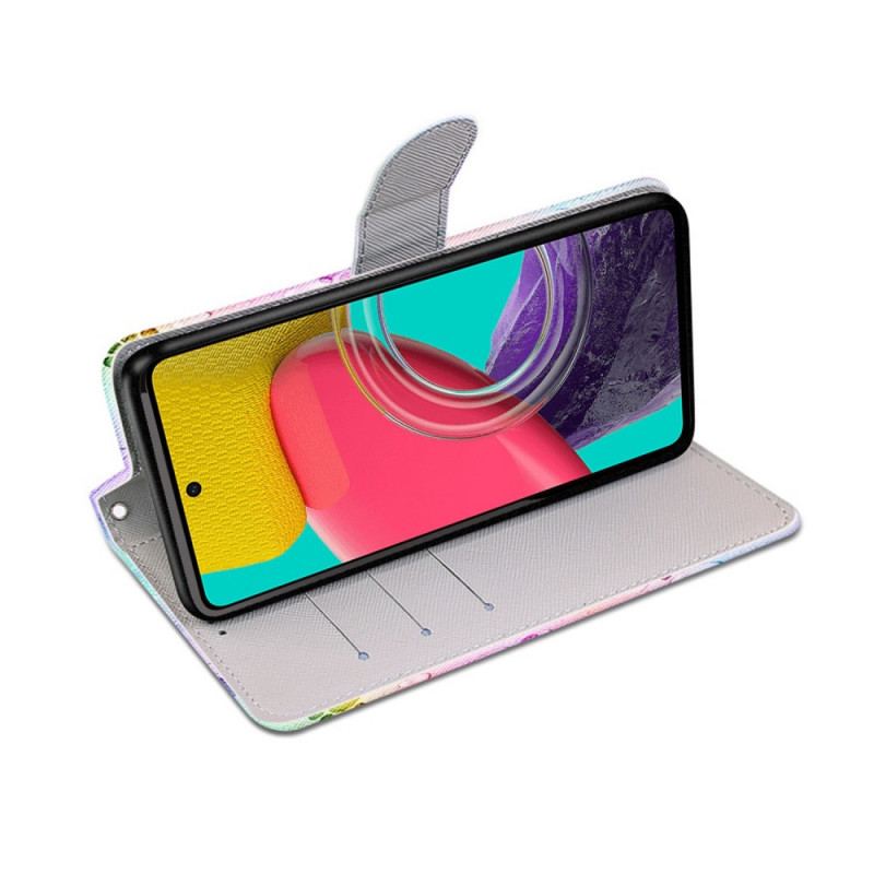 Capa Flip Para Samsung Galaxy M53 5G Pegadas De Gato