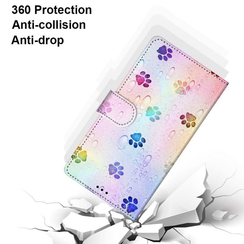 Capa Flip Para Samsung Galaxy M53 5G Pegadas De Gato