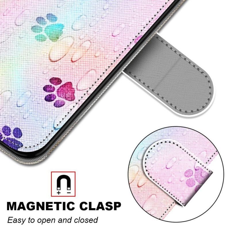 Capa Flip Para Samsung Galaxy M53 5G Pegadas De Gato