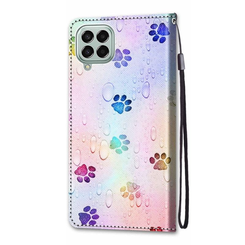 Capa Flip Para Samsung Galaxy M53 5G Pegadas De Gato