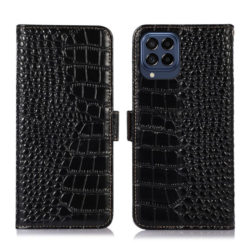 Capa Flip Para Samsung Galaxy M53 5G Rfid Estilo Crocodilo